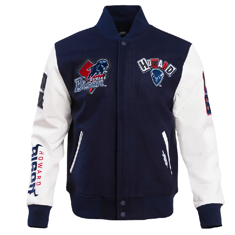 NCAA HOWARD UNIVERSITY HOMECOMING WOOL MEN'S VARSITY JACKET (MIDNIGHT NAVY/WHITE)