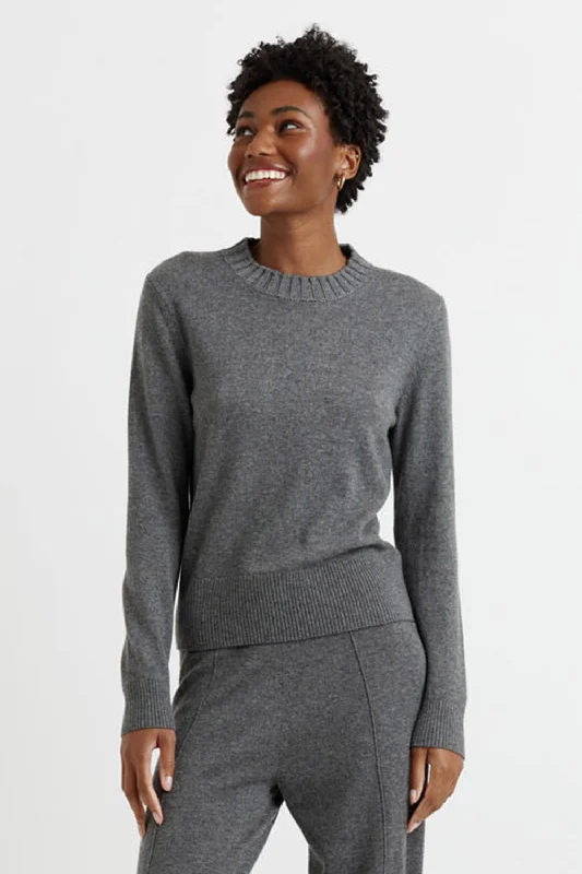 Dark-Grey Wool-Cashmere Cropped Sweater Australian Beach