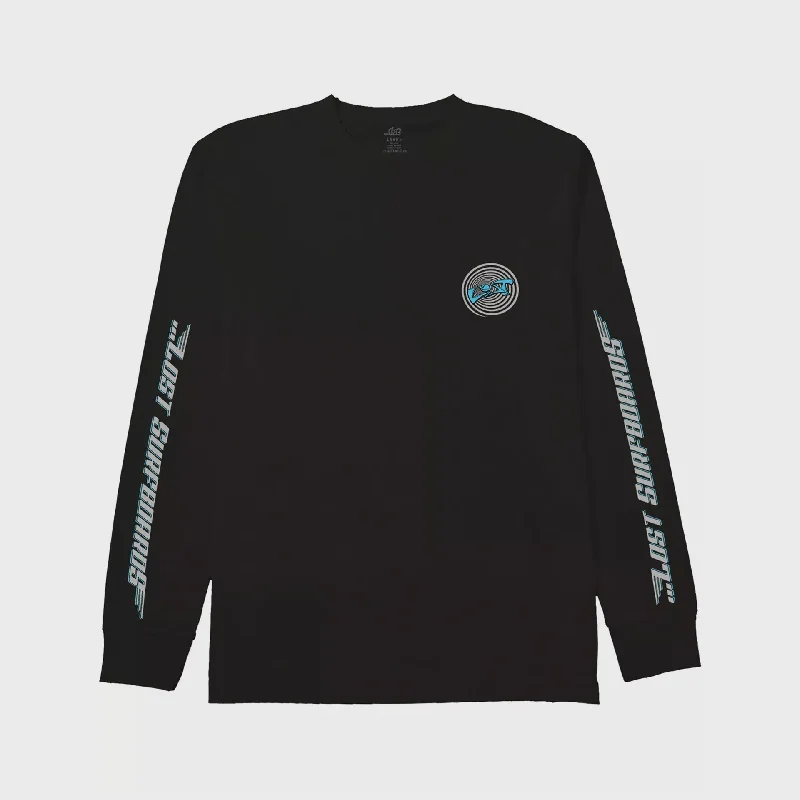 Lost Mens Team Lost Long Sleeve T-Shirt - Black with Cyan Sporty Women's Tennis