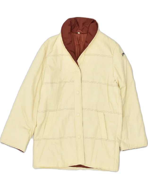 VINTAGE Womens Windbreaker Jacket IT 42 Medium Beige Polyester Laid - back Women's Vibe