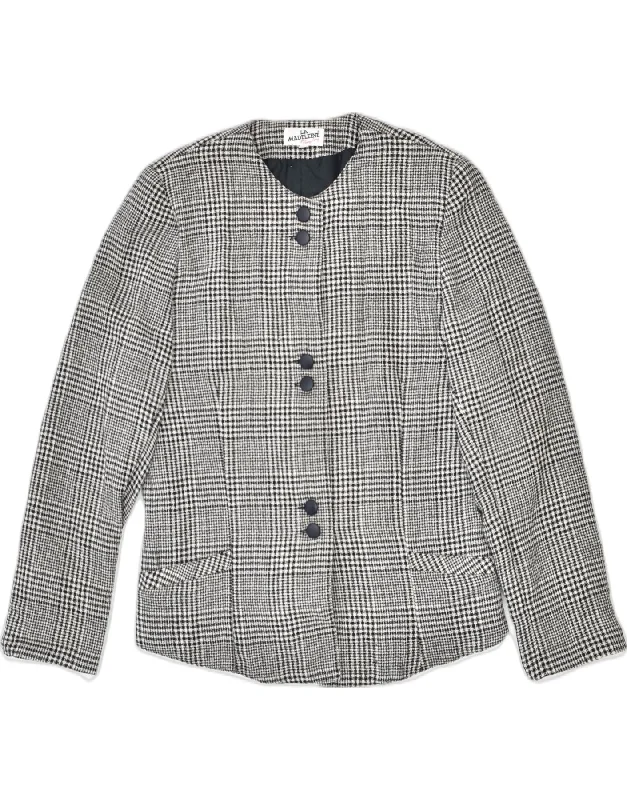 VINTAGE Womens 4 Button Blazer Jacket EU 46 XL Black Houndstooth Refined Women's 