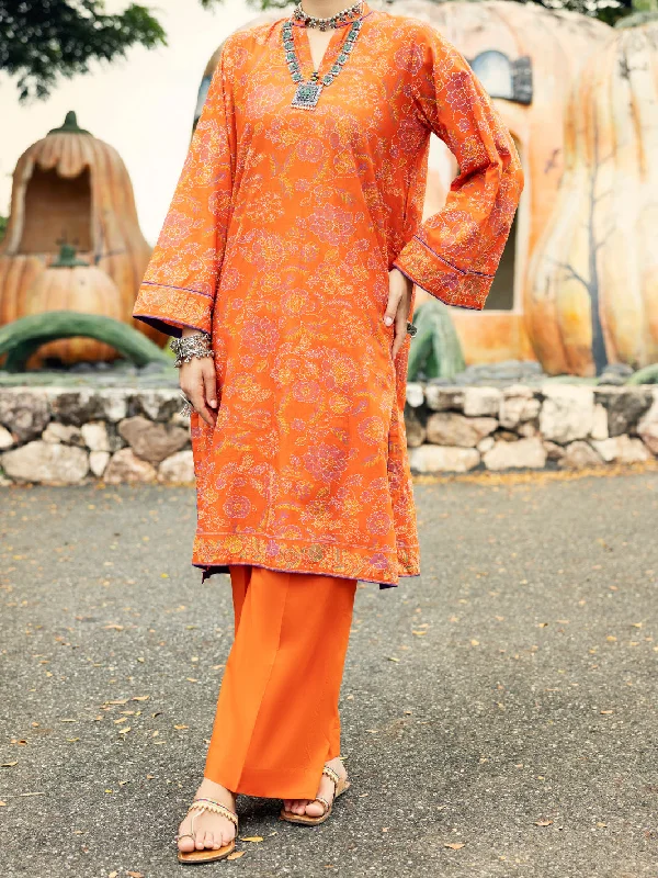 Orange Lawn Kurti - AL-LK-1041