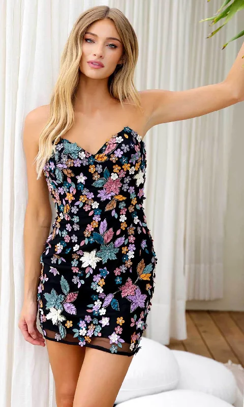 Primavera Couture 4235 - Strapless Floral Embellished Cocktail Dress