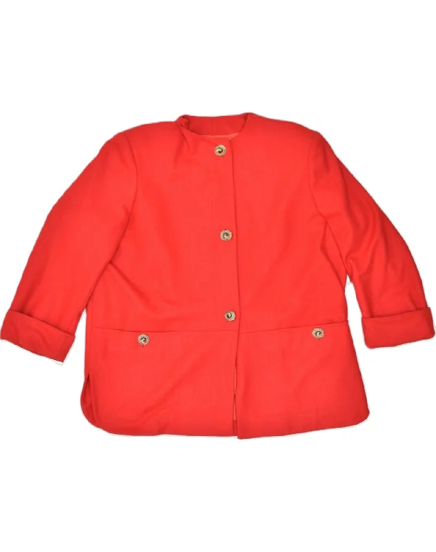 VINTAGE Womens 3 Button Blazer Jacket UK 18 XL Red Wool Preppy Women's College