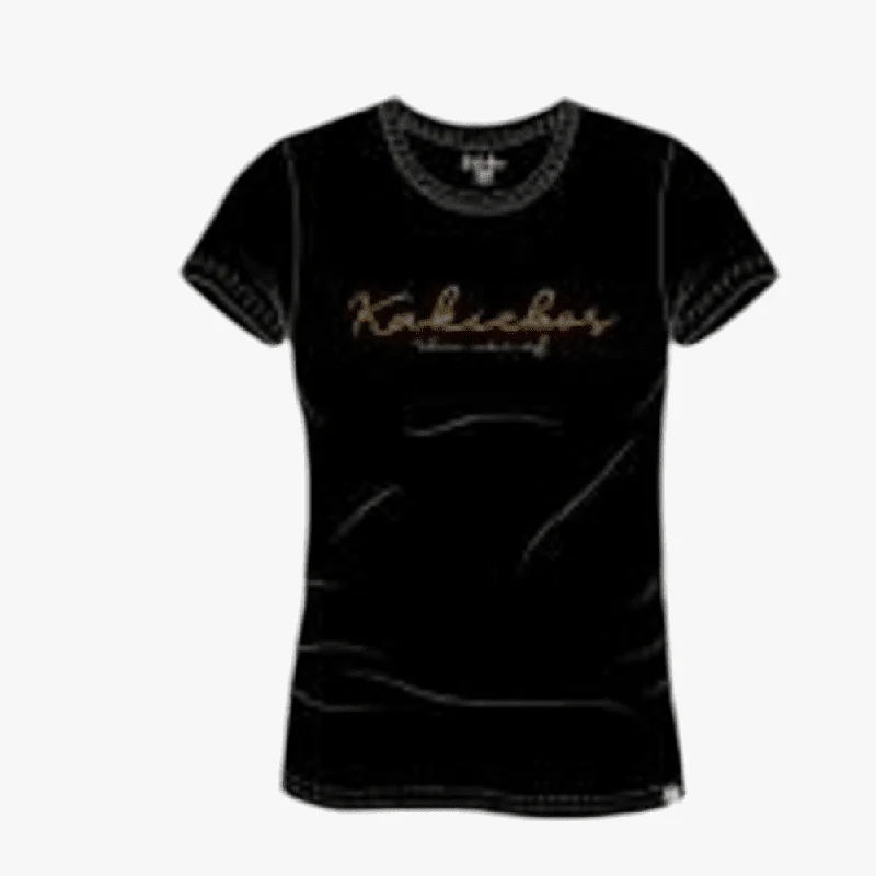 Kakiebos Womens Classic Fit Short Sleeve Tee Black Youthful Women's Pop