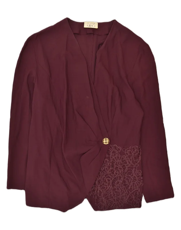 ELENA MIRO Womens 1 Button Blazer Jacket UK 16 Large Maroon Viscose Flower Traditional Women's Wool ELENA MIRO Womens 1 Button Blazer Jacket UK 16 Large Maroon Viscose Flower Traditional Women's Wool