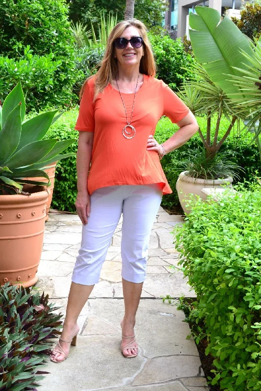 Orange Bamboo Basic Hi Low Hem Top