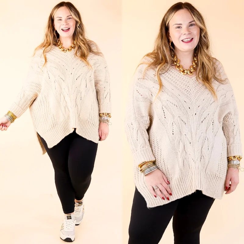Crisp Morning Air Oversized Dolman 3/4 Sleeve Sweater in Ivory Adventure