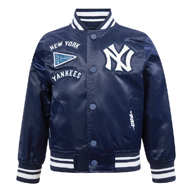 NEW YORK YANKEES RETRO CLASSIC TODDLER BOYS RIB SATIN JACKET (MIDNIGHT NAVY)