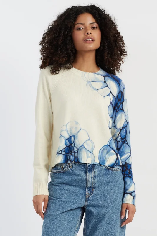 Blue Wool-Cashmere Deborah Brett Bubble Sweater Hip Women's Urban
