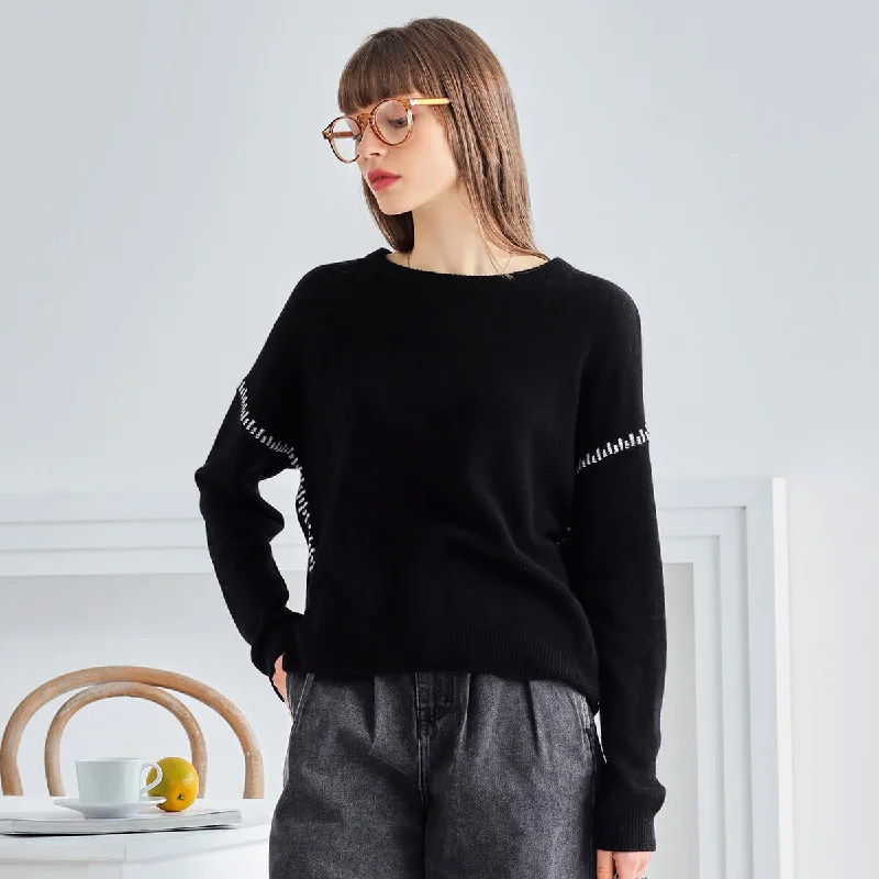 100% Cashmere Knit Sweater with Minimalist Stitch Detailing Australian Beach
