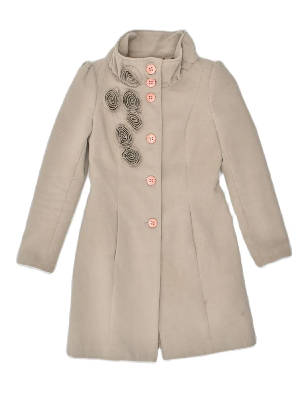 SANDRO FERRONE Womens Overcoat IT 44 Medium Beige Rayon Modern Women's Tech