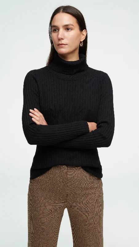Ribbed Turtleneck in Merino Wool | Black Practical Women's Multi - 
