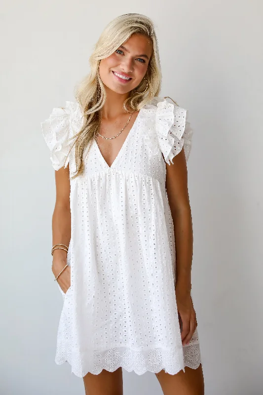 FINAL SALE - Truly Heavenly Eyelet Romper Dress Dapper Women's 1920S