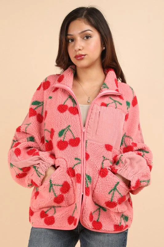 Quinn Printed Fleece Jacket Edgy Women's Punk