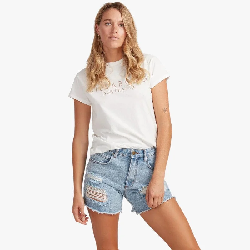 Billabong Womens Serenity Short Sleeve Tee Salt Crystal Preppy Women's College