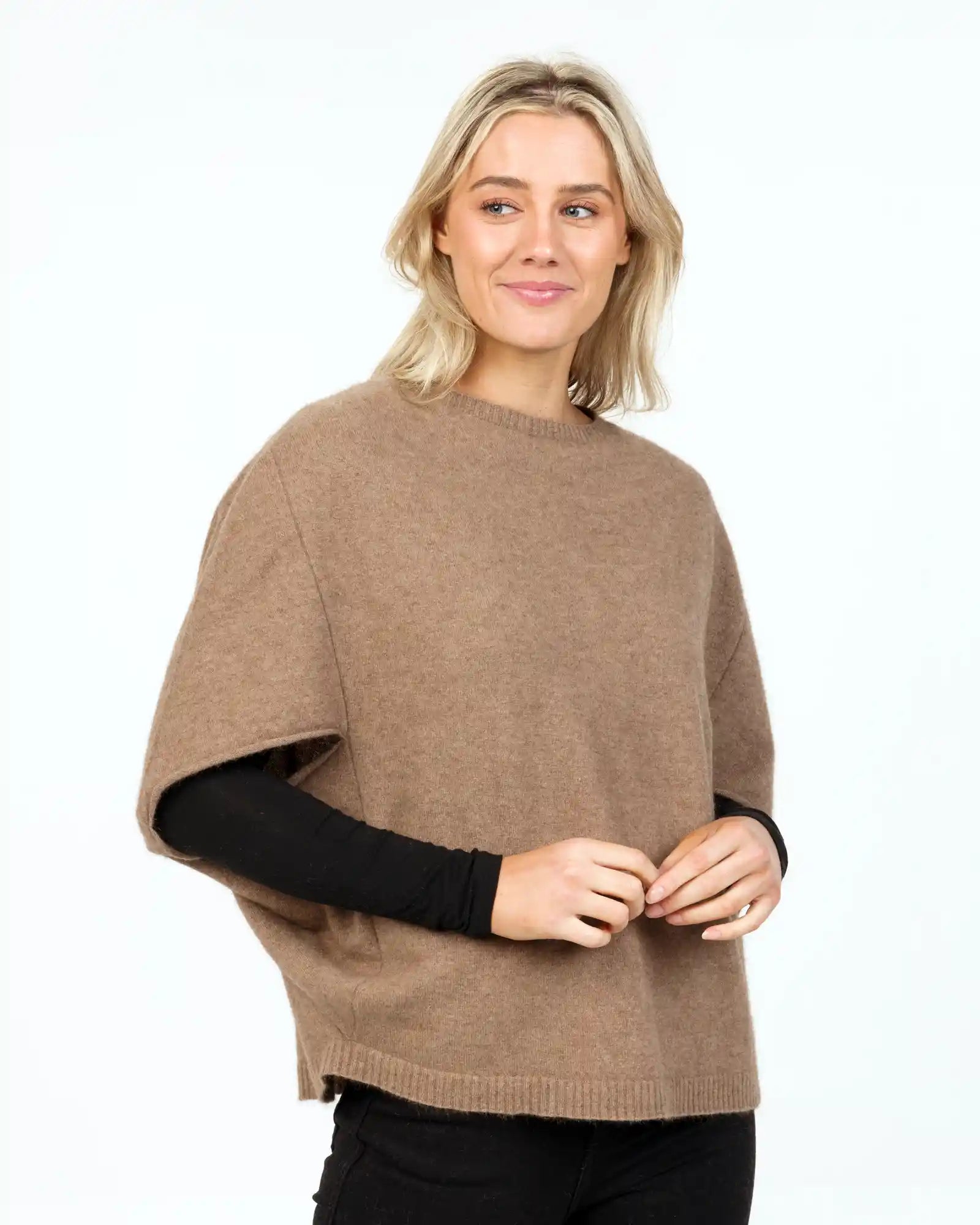Mink Poncho Tunic in Possum Merino Wool - NB868 Refined Women's Classic 