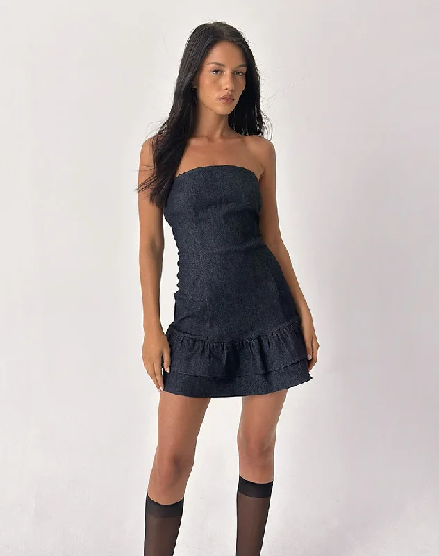 Luminis Mini Dress in Dark Denim Indigo Earthy Women's 