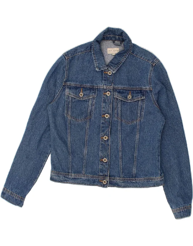 JACK WILLS Womens Crop Denim Jacket UK 12 Medium Blue Cotton