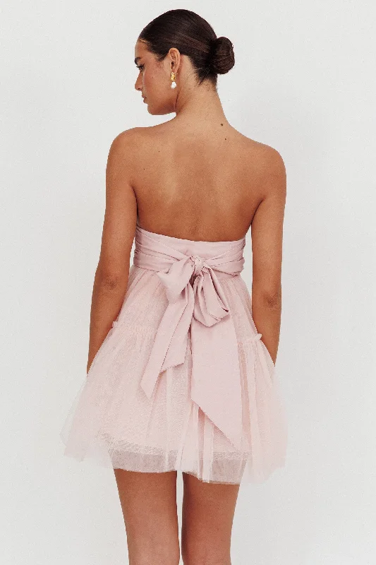 Dreamscape Strapless Tulle Mini Dress Blush Sporty Women's Tennis