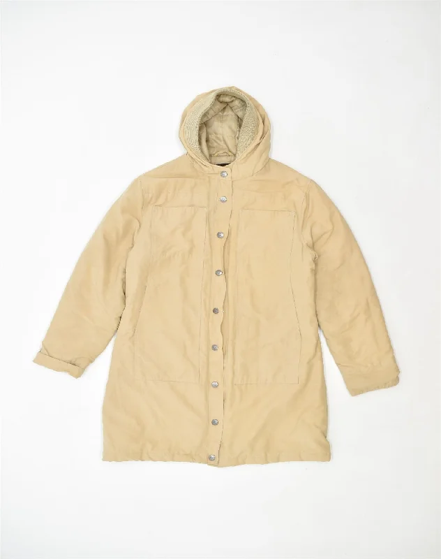 RIFLE Womens Hooded Windbreaker Coat UK 14 Medium Beige Cotton Cozy Women's Sherpa - lined