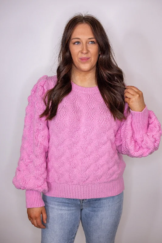 Everlasting Love Pink Textured Sweater Relaxed Women's Beachy