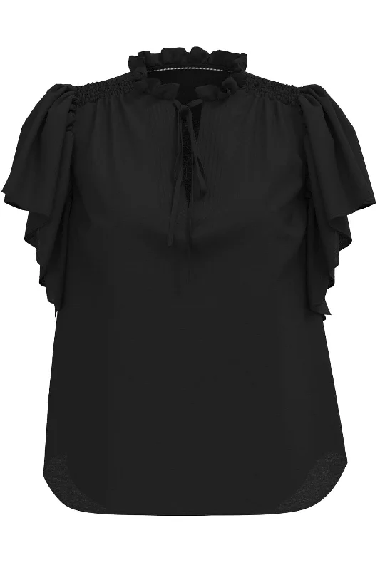 Co´couture - Heracc Ss Frill Top 35703 - 96 Black French