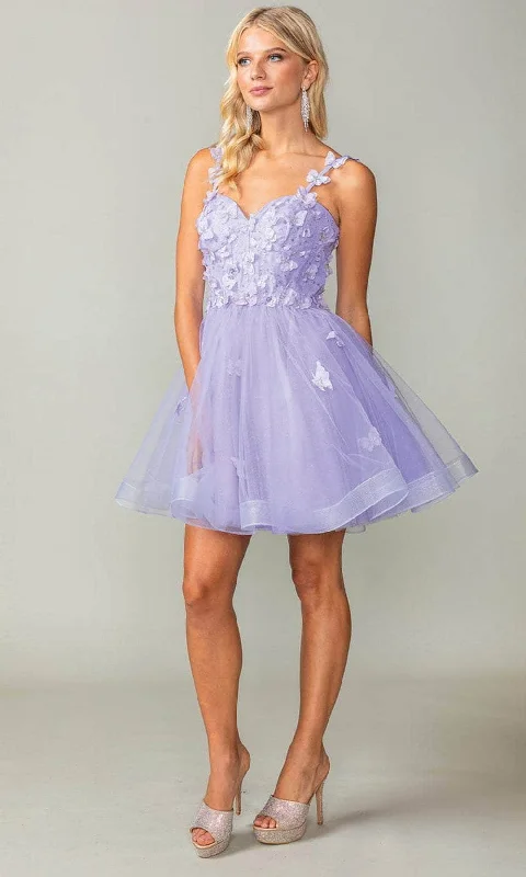 Dancing Queen 3369 - Embroidered Tulle Short Dress