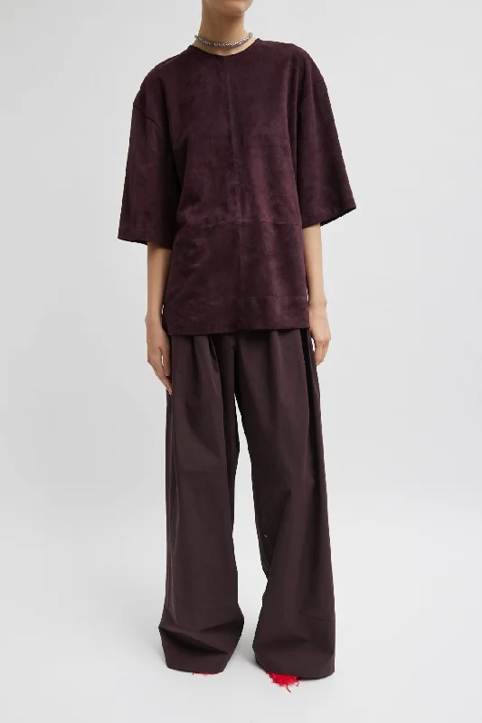 Tibi Cassiterite Suede Easy Tshirt - Plum