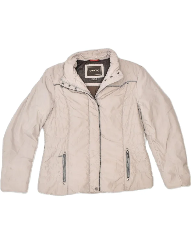 GEOX RESPIRA Womens Windbreaker Jacket UK 12 Medium Beige Polyester Traditional Women's 