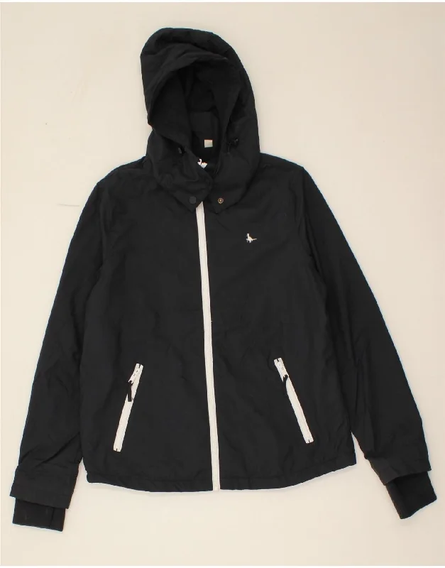 JACK WILLS Womens Hooded Rain Jacket UK 10 Small Black Nylon