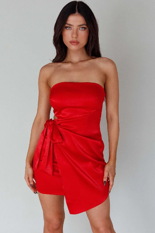 Eyes For You Waist Tie Mini Dress Red Cool Women's Skate