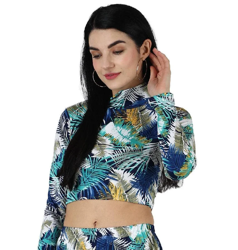 Leaf Printed Back Tie Top