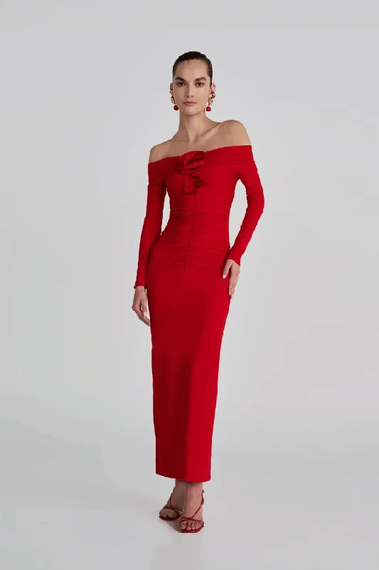 Heliosa Maxi Dress Red Earthy Women's Hemp - based