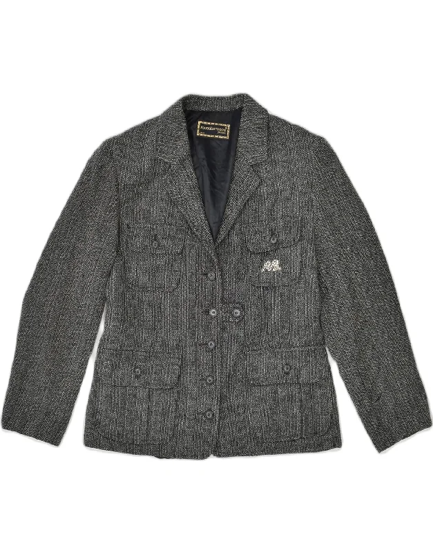 ROCCOBAROCCO Womens 5 Button Blazer Jacket UK 12 Medium Grey Confident Women's Power ROCCOBAROCCO Womens 5 Button Blazer Jacket UK 12 Medium Grey Confident Women's Power