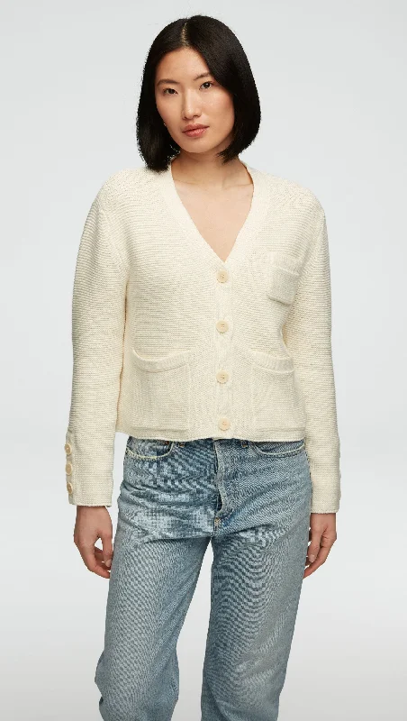 Cropped Cardigan in Cotton Cashmere | Ivory Street