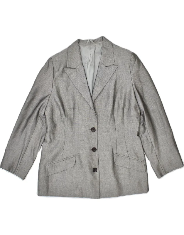 VINTAGE Womens 3 Button Blazer Jacket UK 12 Medium Grey Dapper Women's 1920S