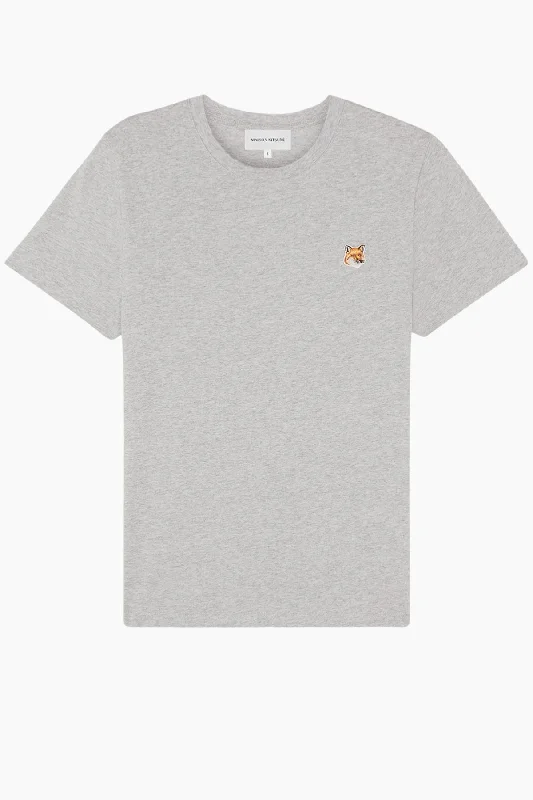 Maison Kitsuné Fox Head Patch T-Shirt - Light Grey Melange