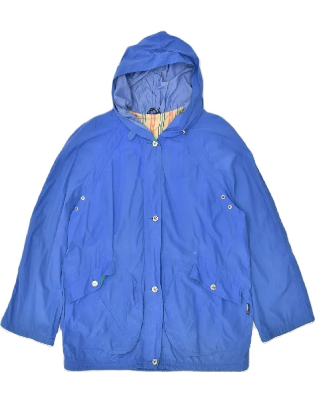 GEO SPIRIT Womens Hooded Utility Jacket IT 46 Large Blue Classic Women's Tweed