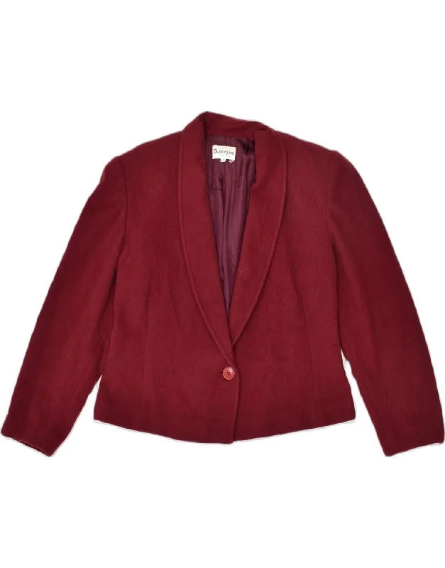 VINTAGE Womens 1 Button Blazer Jacket IT 42 Medium Red Wool Street
