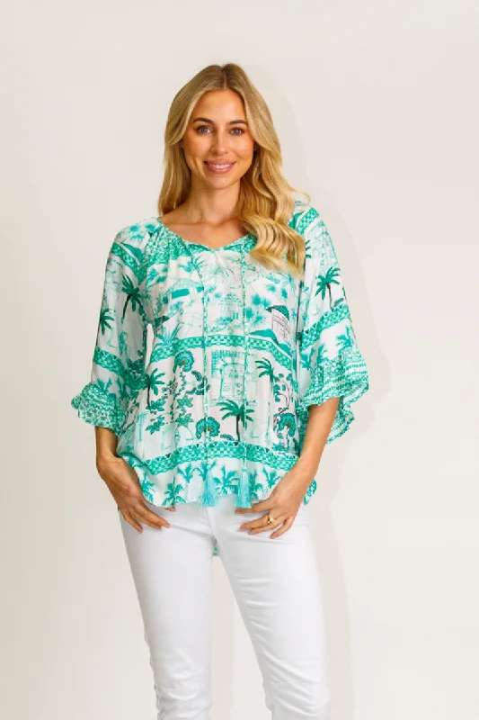 Lula Life Moffat  Sleeve Top Sea Sleek Women's 