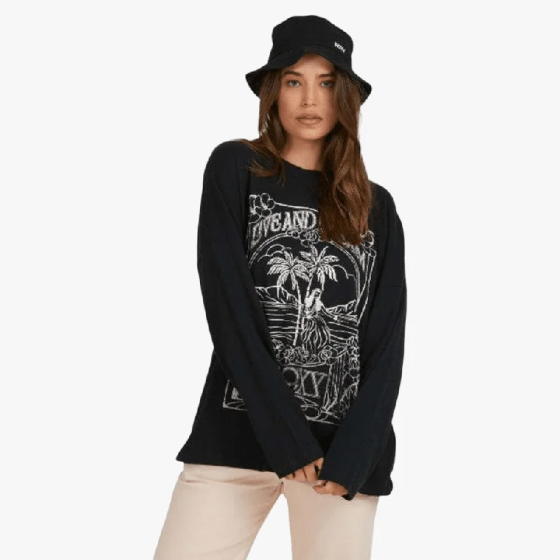 Roxy Women's To The Heart Long Sleeve Tee Anthracite Bold Women's Animal Print