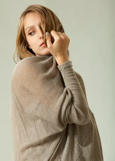 Bamboo Cardigan - Grey Taupe Relaxed Women's 