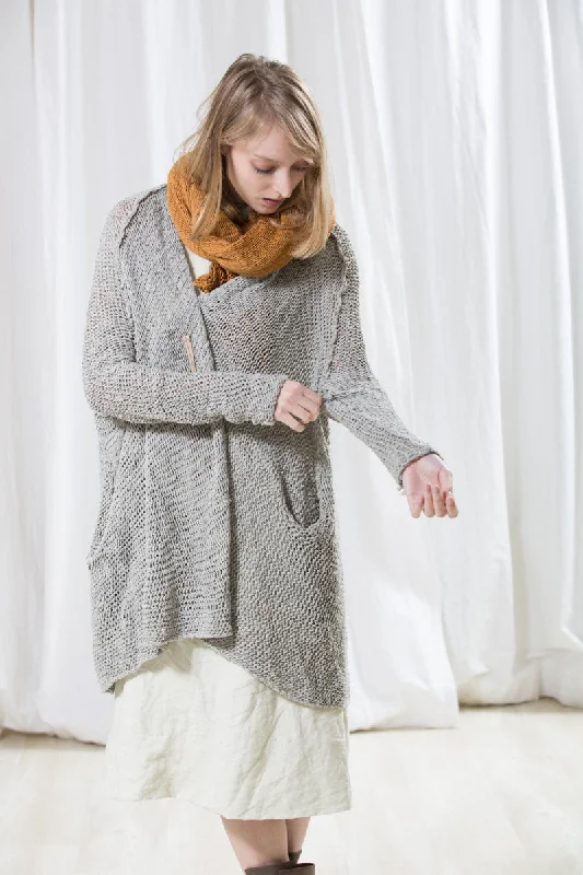 Oversized Chunky Cotton Grey Sweater Traditional Women's 