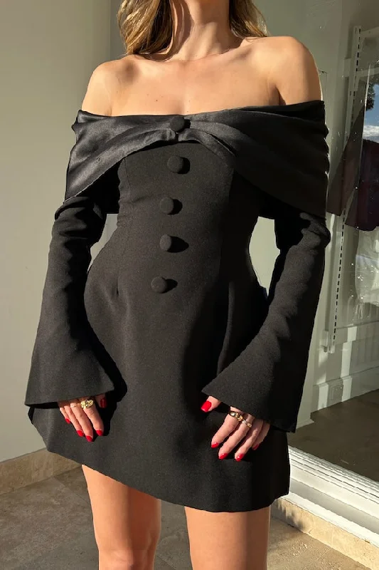 The Ultimate Muse Bow Mini Dress Black Sophisticated Women's Tailored