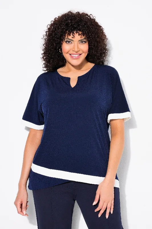 Ulla Popken Contrast Hem Shirt Trendy Women's 