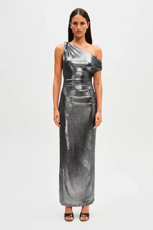 Nyra Metallic Gown Silver Unique Women's Upcycled