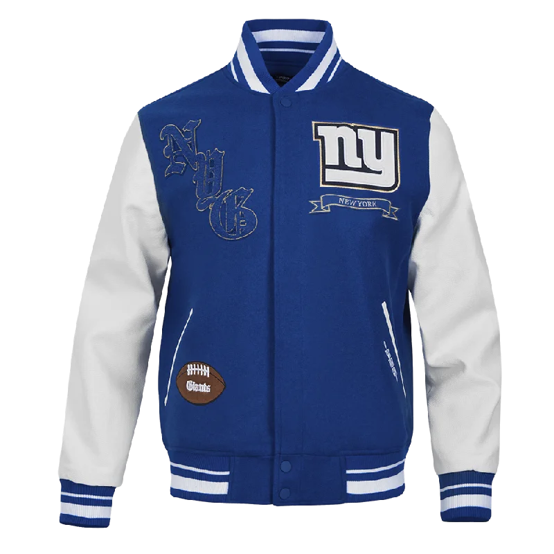 NFL NEW YORK GIANTS PRO PREP WOOL MEN'S VARSITY JACKET (DODGER BLUE/WHITE)