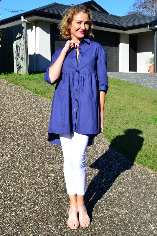 Steel Blue Trendsetting Tunic Shirt