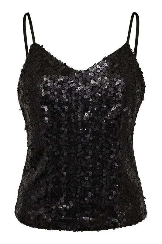 Co´couture - Stormicc Sequin Cami Top 35684 - 96 Black Laid - back Women's Vibe